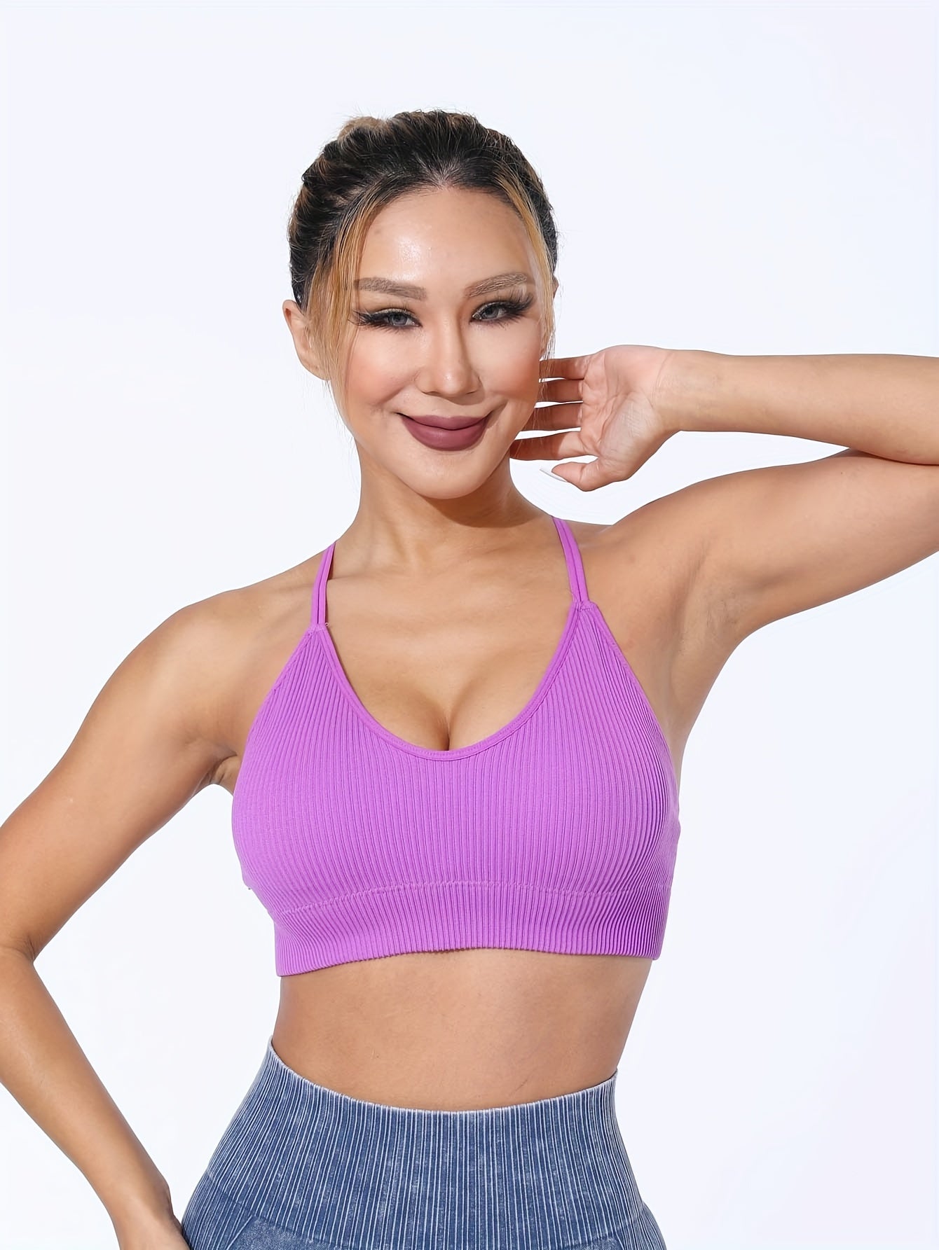 Diagonal Padded Sports Bra with Tie