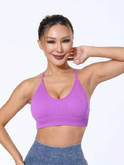 Diagonal Padded Sports Bra with Tie