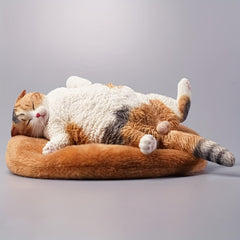 Realistic Sleeping Persian Cat Plush Toy Soft PVC Stuffed Animal