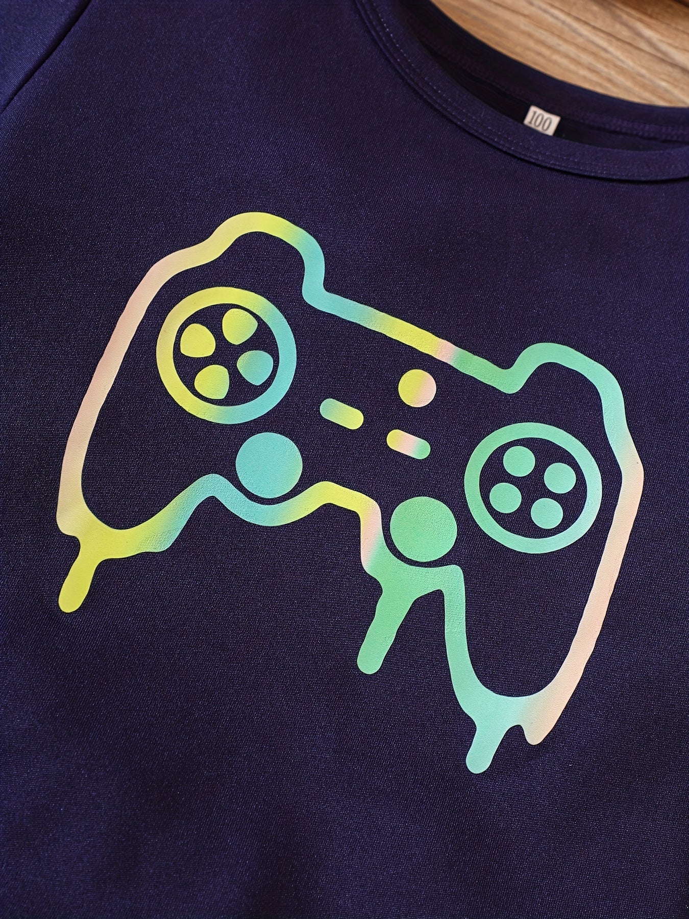 Boys Gamepad Print Short Sleeve Tees & Shorts Set Summer Clothes