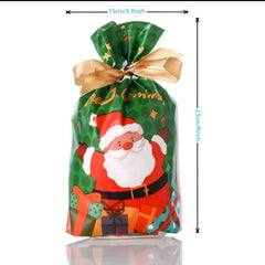 10pcs Christmas Drawstring Bags for Candies, Small Christmas Gifts, and Wrapping