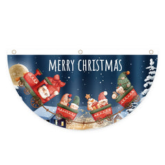 Christmas Half Fan Banner Flag Snowman Christmas Tree Garland
