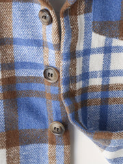 Kid Teens' Plaid Long Sleeve Shirt With Pocket For Boys And Girls