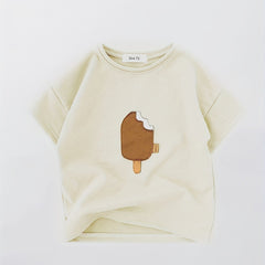 Baby Boys Ice Cream Patch Short Sleeve T-shirt for Summer