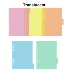 Plastic A5 Binder Index Dividers Multicolor Tabs, 6 Hole Binder