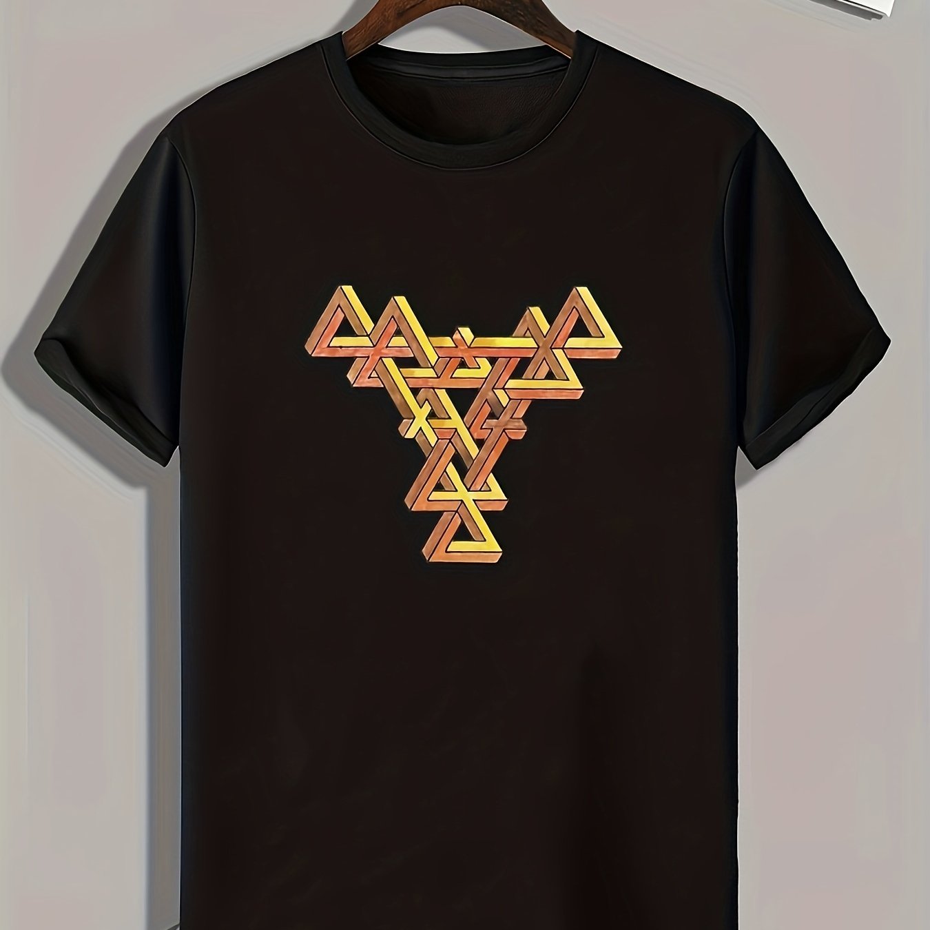 Triangle Mold Print Men's Graphic T shirt for Summer