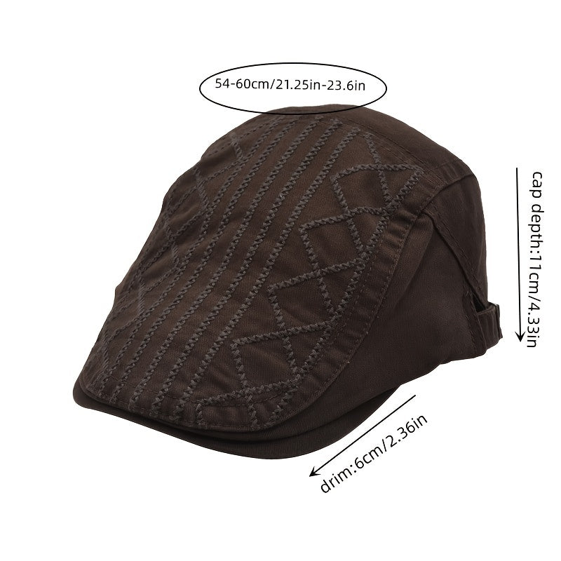 Men's Embroidered Cotton Beret Hat