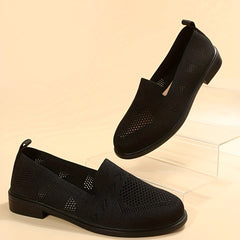 Women's Knitted Flat Shoes Soft Sole Slip On Casual Walking Shoes