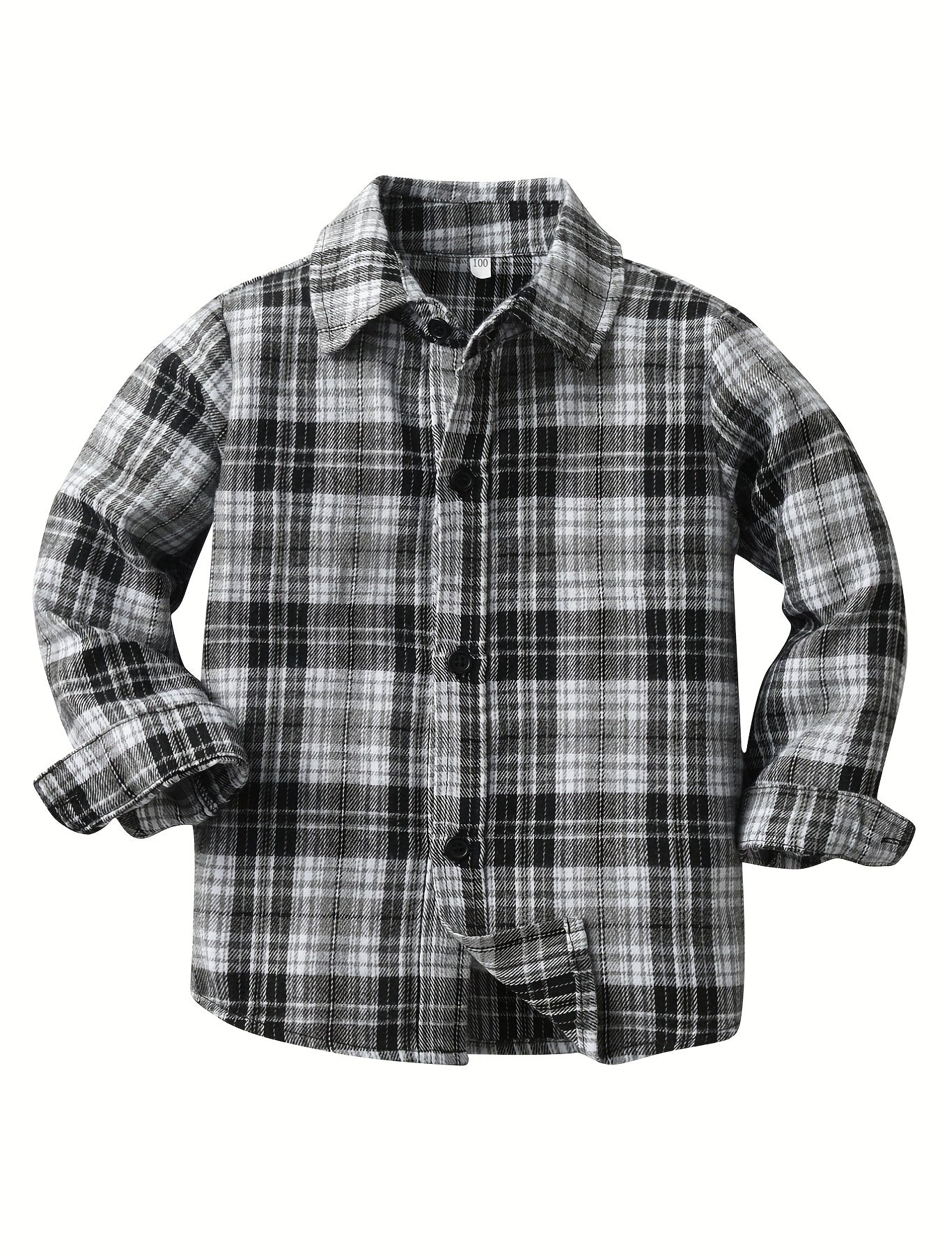 Boys Plaid Cardigan Shirts Long Sleeve Button Down Tops