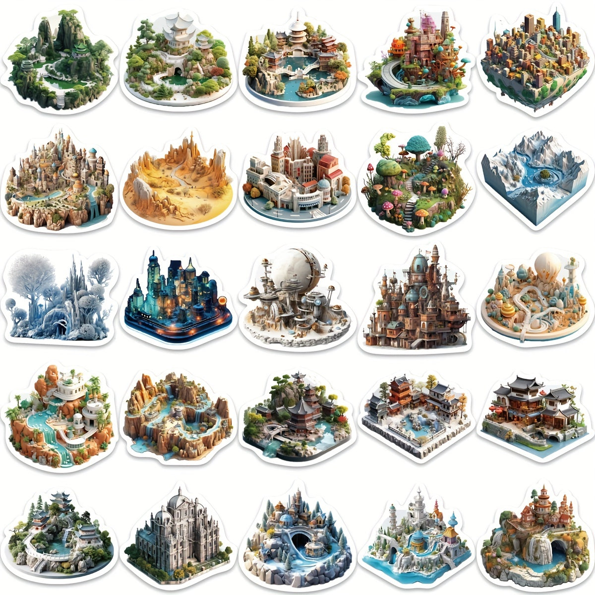 50pcs 3D World Stickers Decorative Stickers for Laptop Car Motorcycle