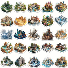 50pcs 3D World Stickers Decorative Stickers for Laptop Car Motorcycle