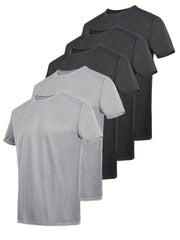5pcs Men's Breathable Quick Drying Workout T Shirt Stay Comfortable
