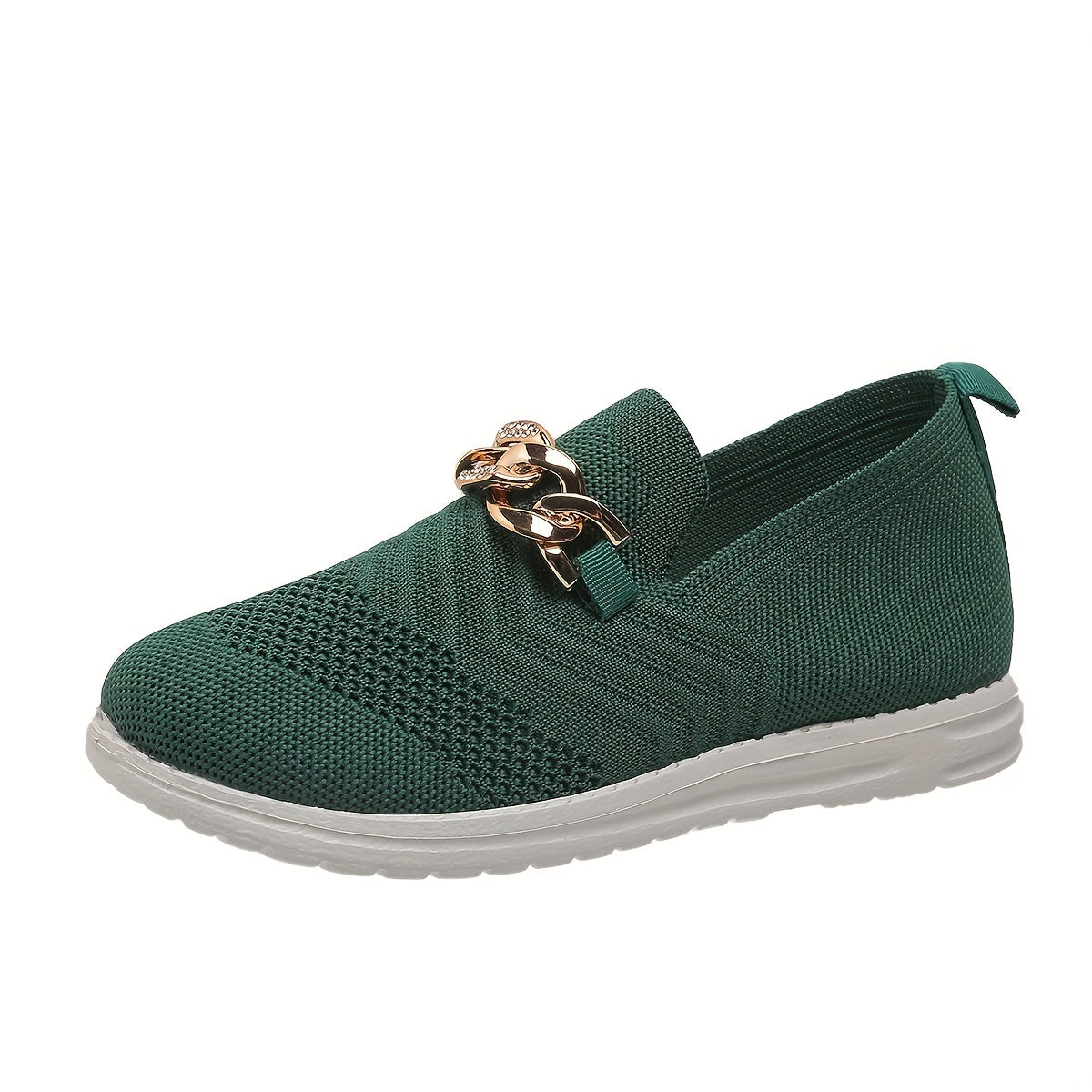 Women's Metal Buckle Loafers Soft Sole Walking Shoes
