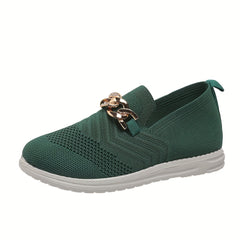Women's Metal Buckle Loafers Soft Sole Walking Shoes
