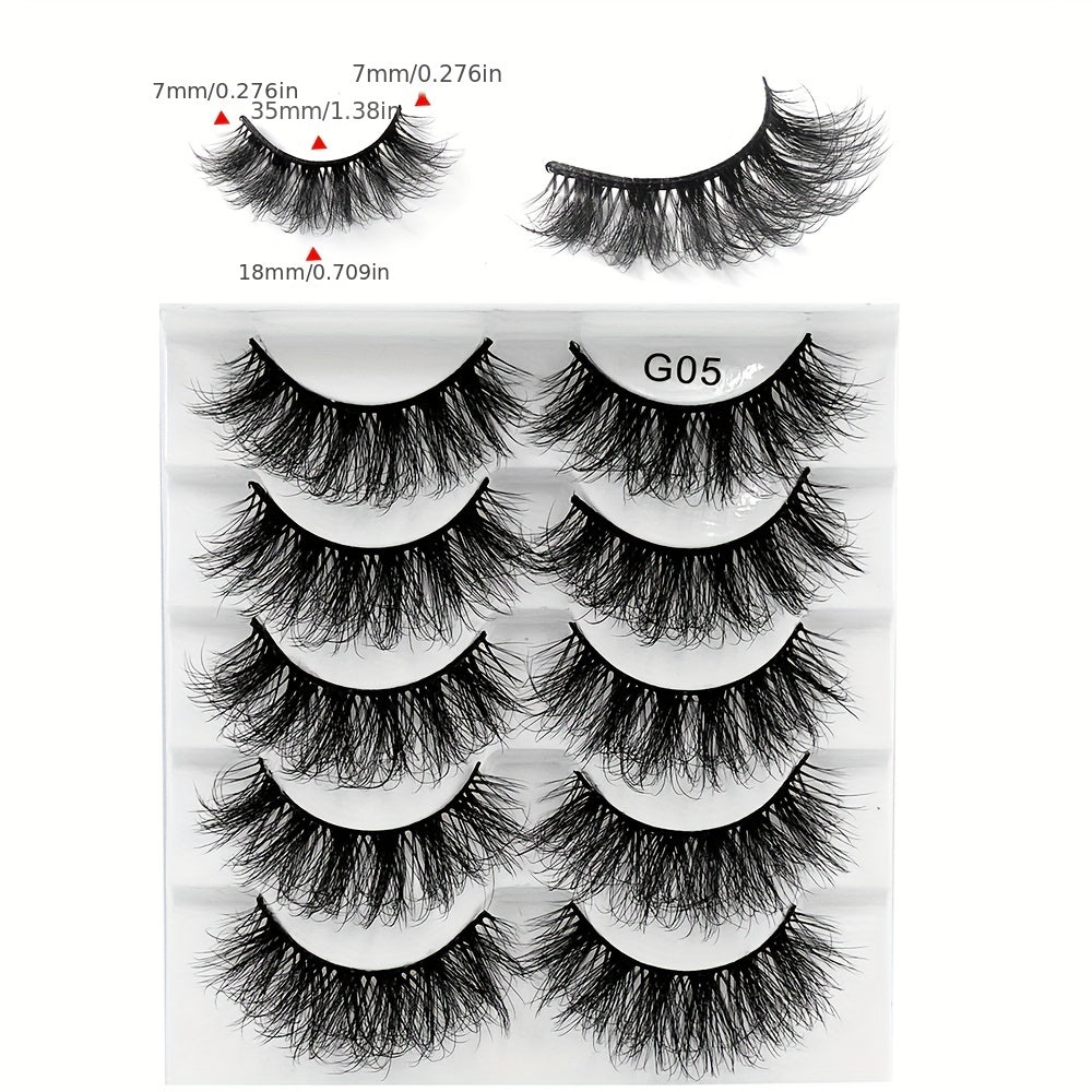 5 Pairs Thick Crisscross Faux Mink Eyelashes Natural Volume Makeup False Lashes