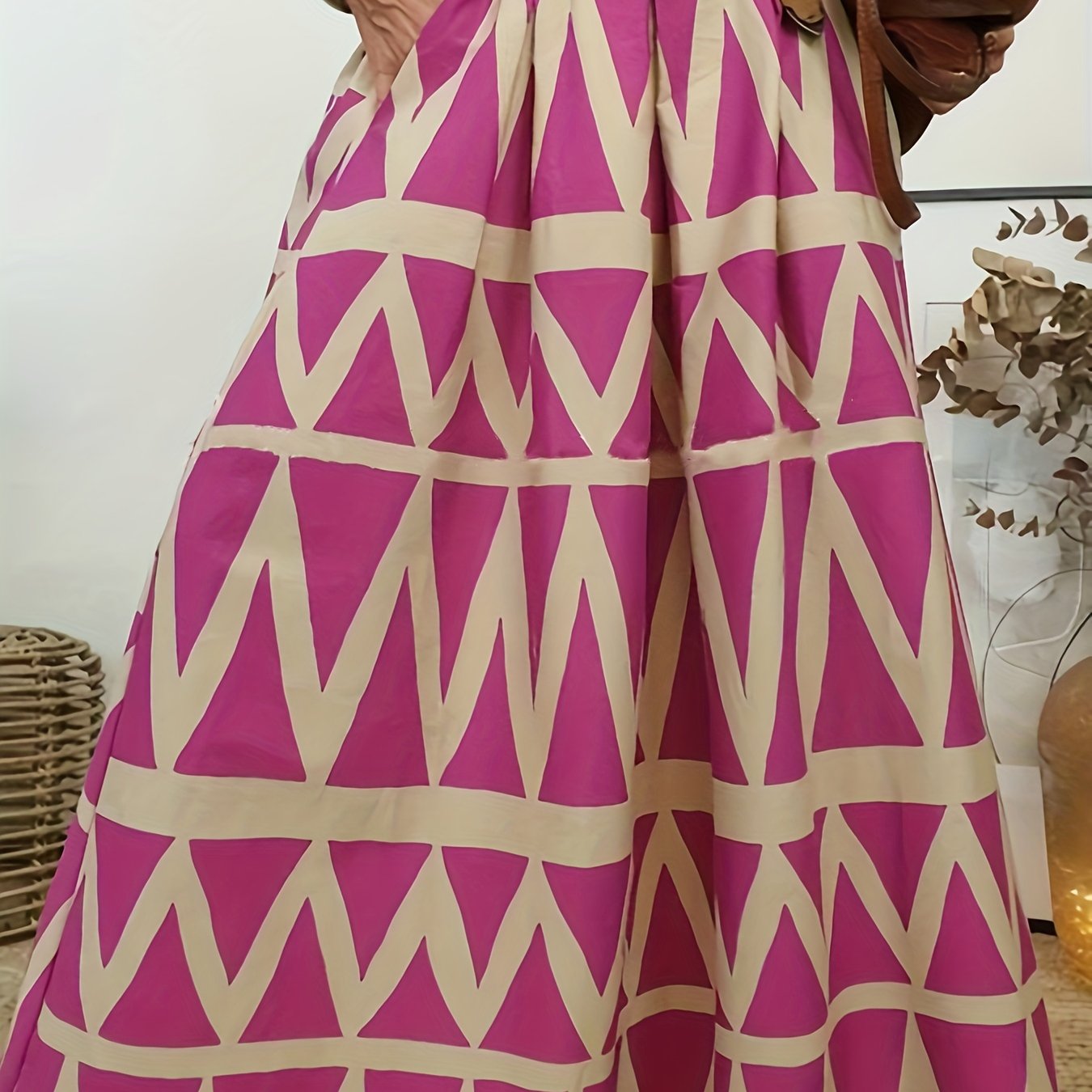 Ethnic Style Skirt Women's Plus Geometric Print A line Maxi Skirt