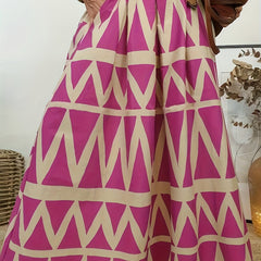 Ethnic Style Skirt Women's Plus Geometric Print A line Maxi Skirt