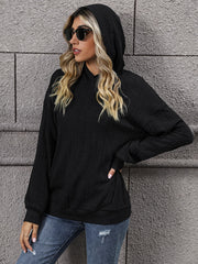 Solid Drop Shoulder Hoodie Long Sleeve Women's Sweatshirt