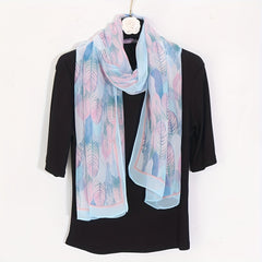 Leaf Printed Lightweight Silky Scarf Sheer Sunscreen Wrap