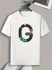 G Pattern Print Men's Comfy Sports T-shirt Graphic Tee