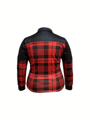 Women's Plus Colorblock Plaid Print Button Up Shirt Top