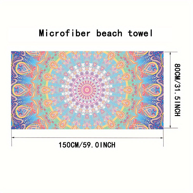 Bohemian Pattern Beach Towel Quick Drying Soft Absorbent Sand Resistant