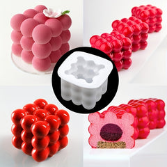 2pcs Multi Bubble Cube Candle Silicone 3D Aromatherapy Gypsum Candle Mold