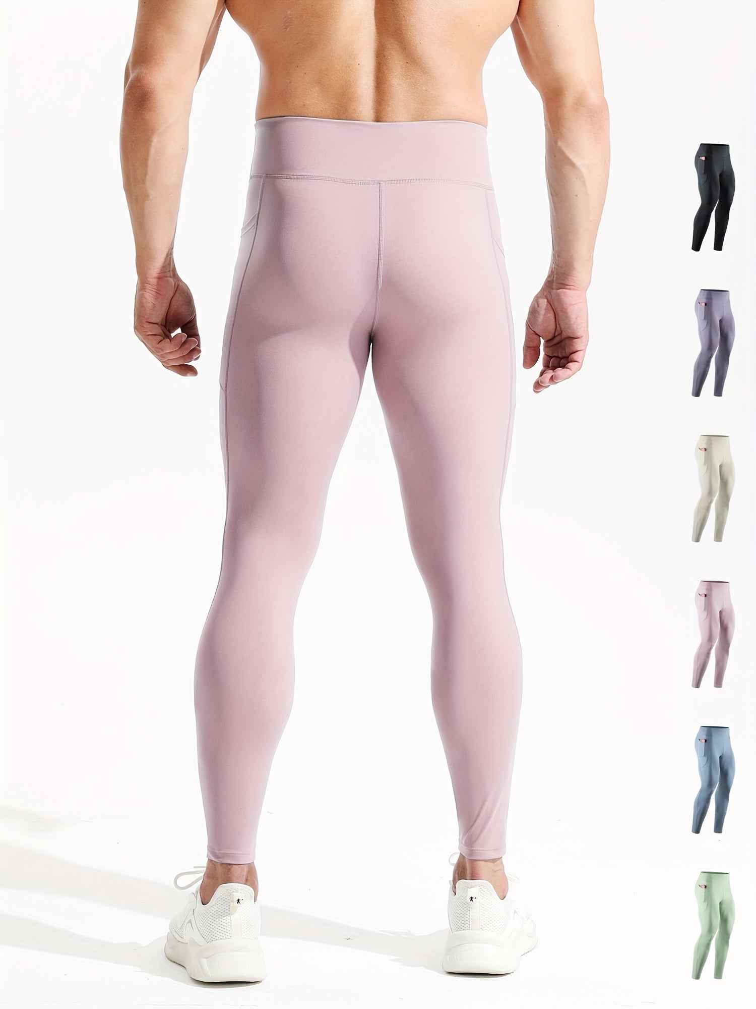 Men's High Waist Compression Legging Breathable Tights Sports Underlay Pants
