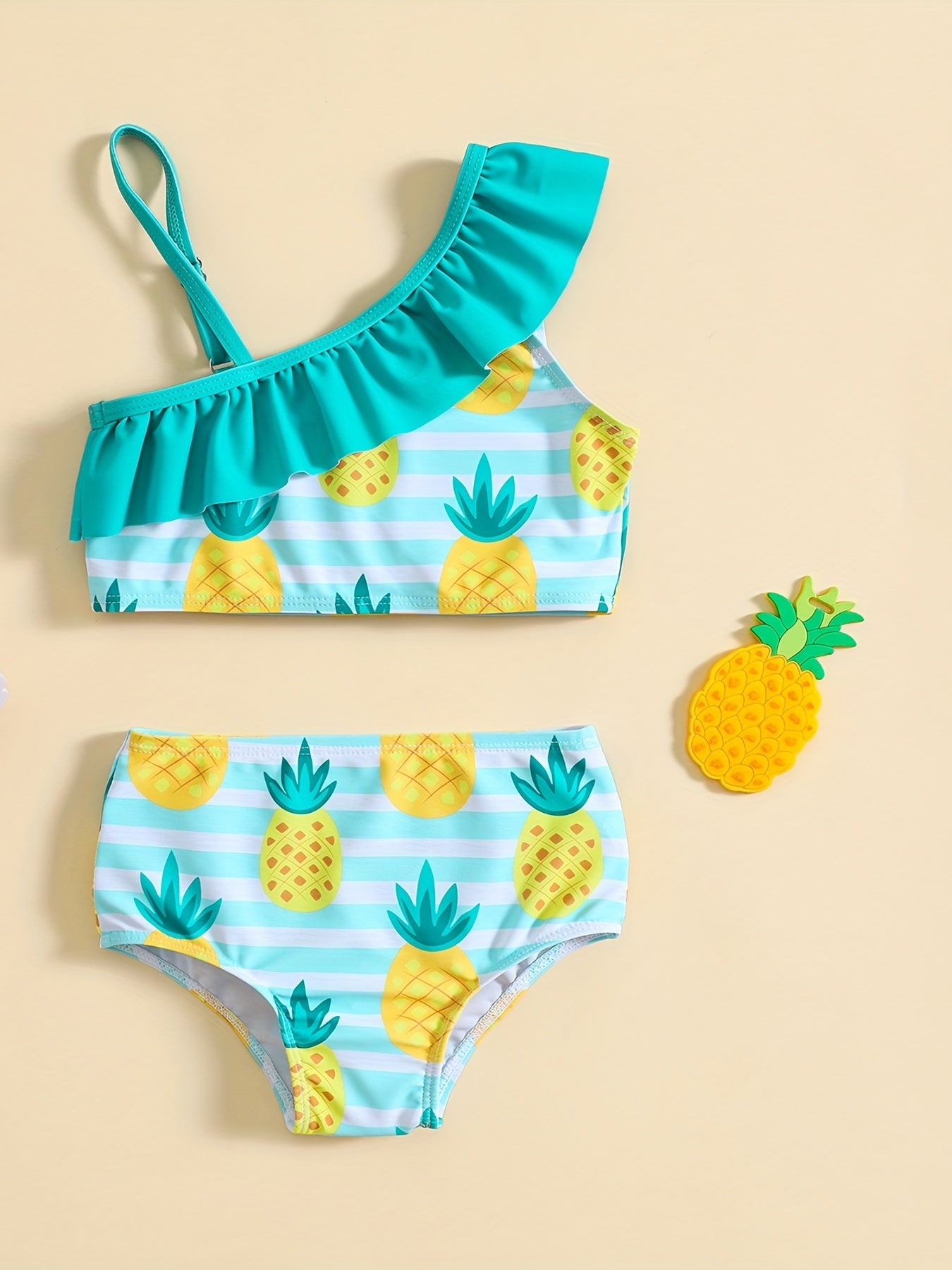 2pc Watermelon & Strawberry Ruffled Cami Top & Shorts Swimsuit Set