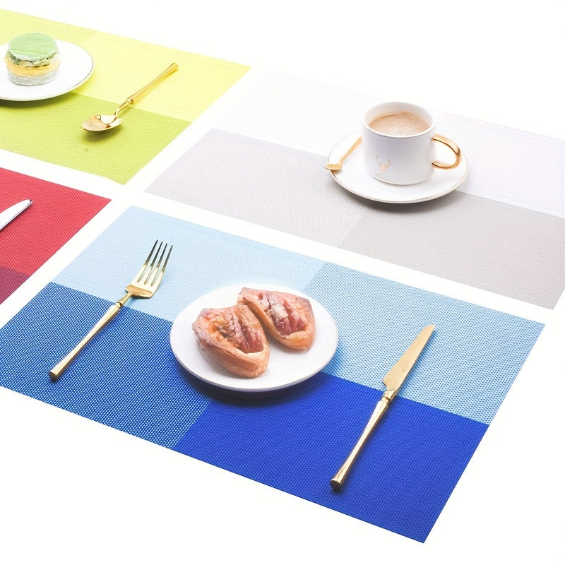 PVC Woven Placemats Washable Reusable Anti-fouling Table Mats Heat Insulatio