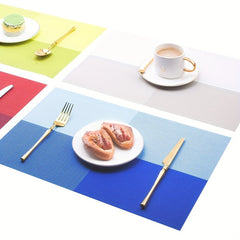 PVC Woven Placemats Washable Reusable Anti-fouling Table Mats Heat Insulatio