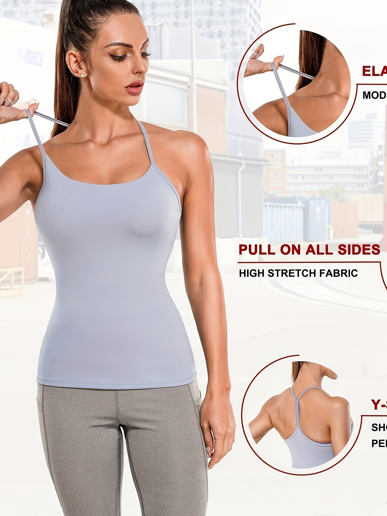 Workout Tank Top with Built-In Bra Racerback Yoga Shirt