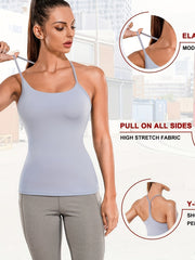 Workout Tank Top with Built-In Bra Racerback Yoga Shirt