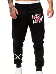 No Way & Cross Print Men's Drawstring Sweatpants