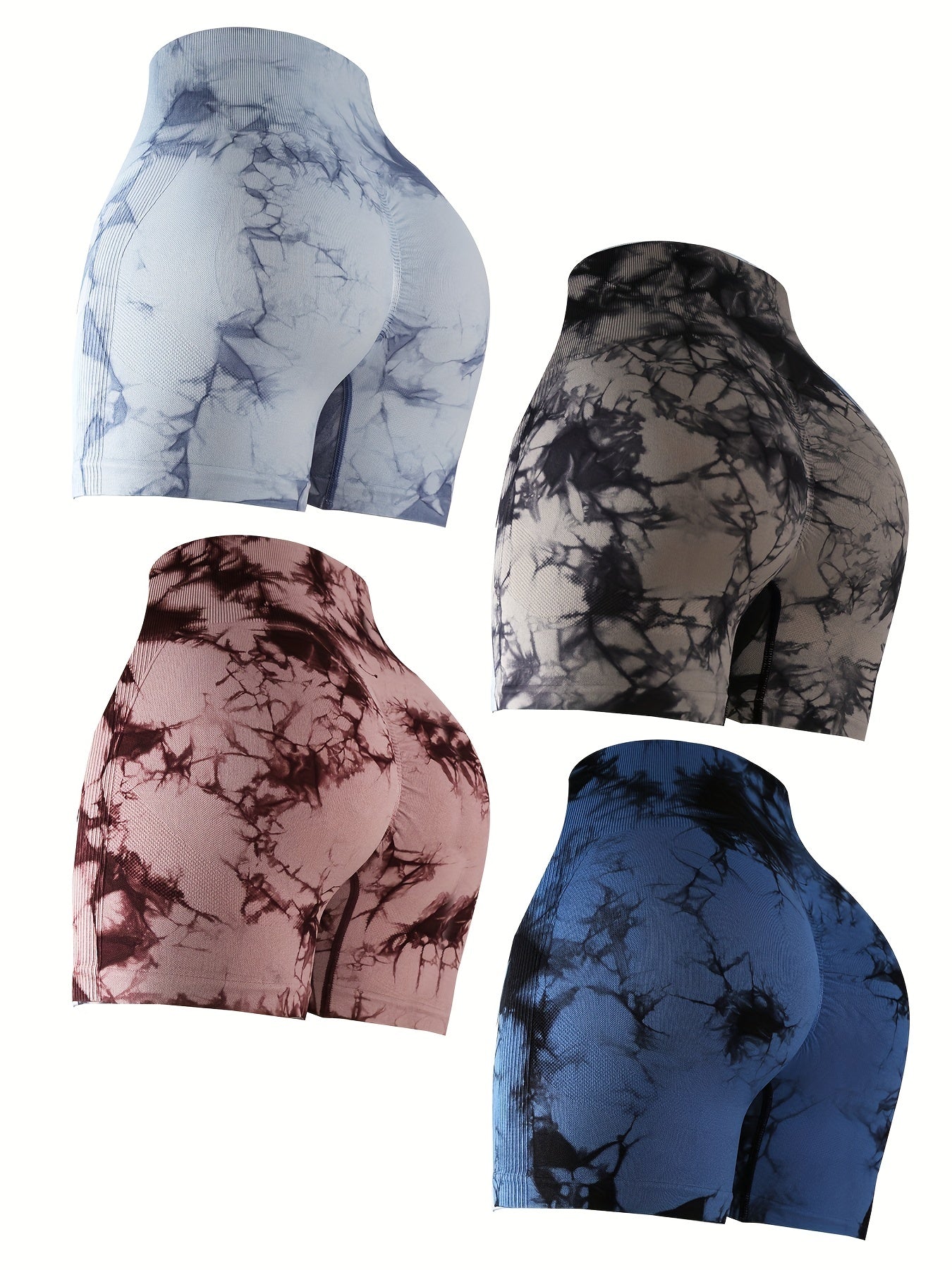 Tie Dye Shorts 4 Pack High Waist Sporty Casual Shorts Women's Clothing