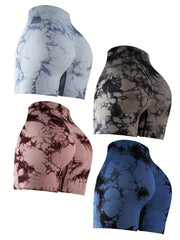Tie Dye Shorts 4 Pack High Waist Sporty Casual Shorts Women's Clothing