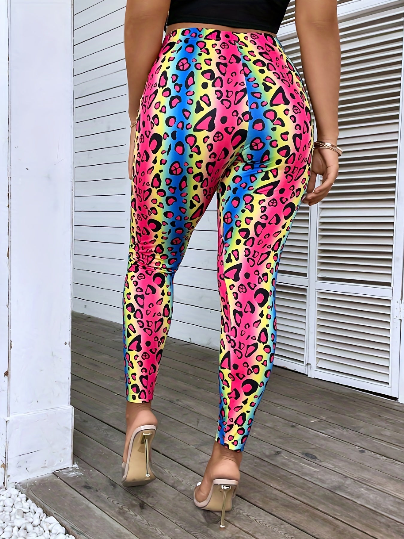 Plus Ombre Leopard Print High Rise Skinny Leggings