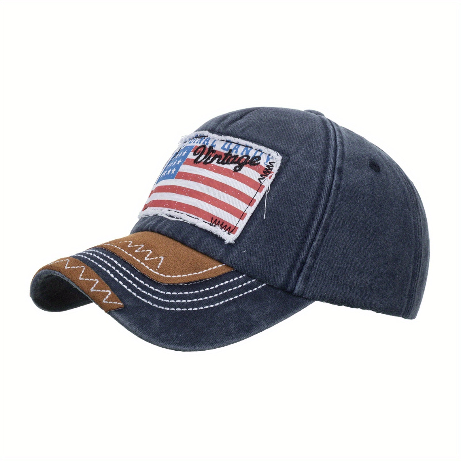 American Flag Patch Baseball Cap Vintage Embroidery Washed Distressed Unisex Dad