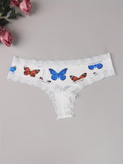3 Pack Plus Size Butterfly & Heart Print Tanga Panty Set