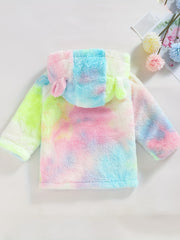Toddler Fleece Hoodie Jacket Coat Tie Dye Print Zip Up Warm Coat