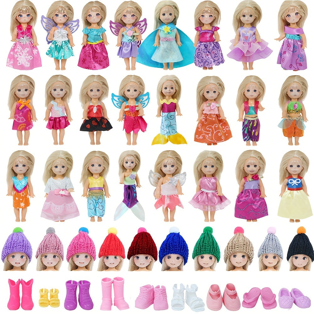 8 Sets 10-16cm Doll Clothes or 5 Pairs Shoes Fairy Suit for Mini Baby Doll