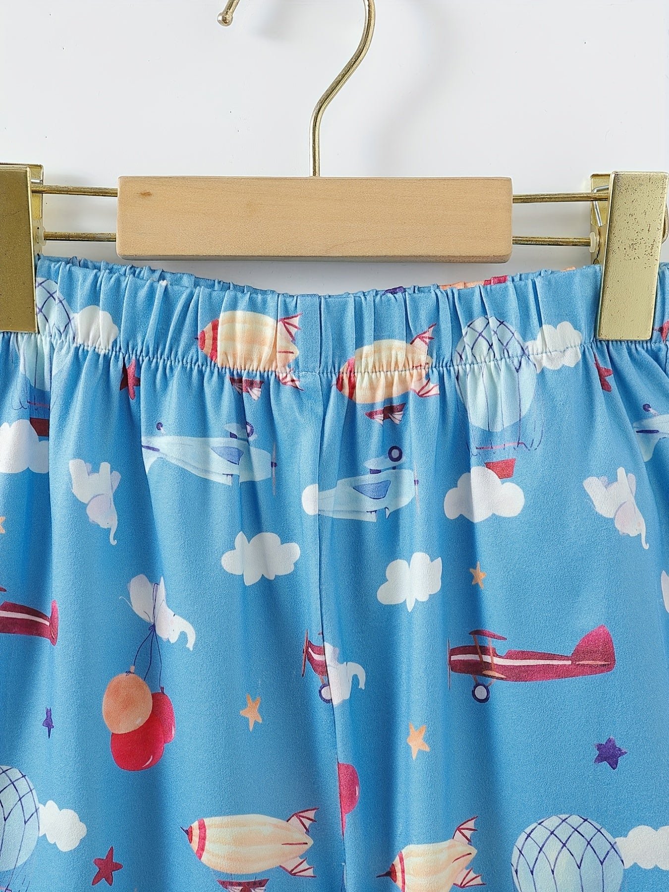 Boys Flying Elephant Airplane Pajamas Set Short Sleeve Homewear