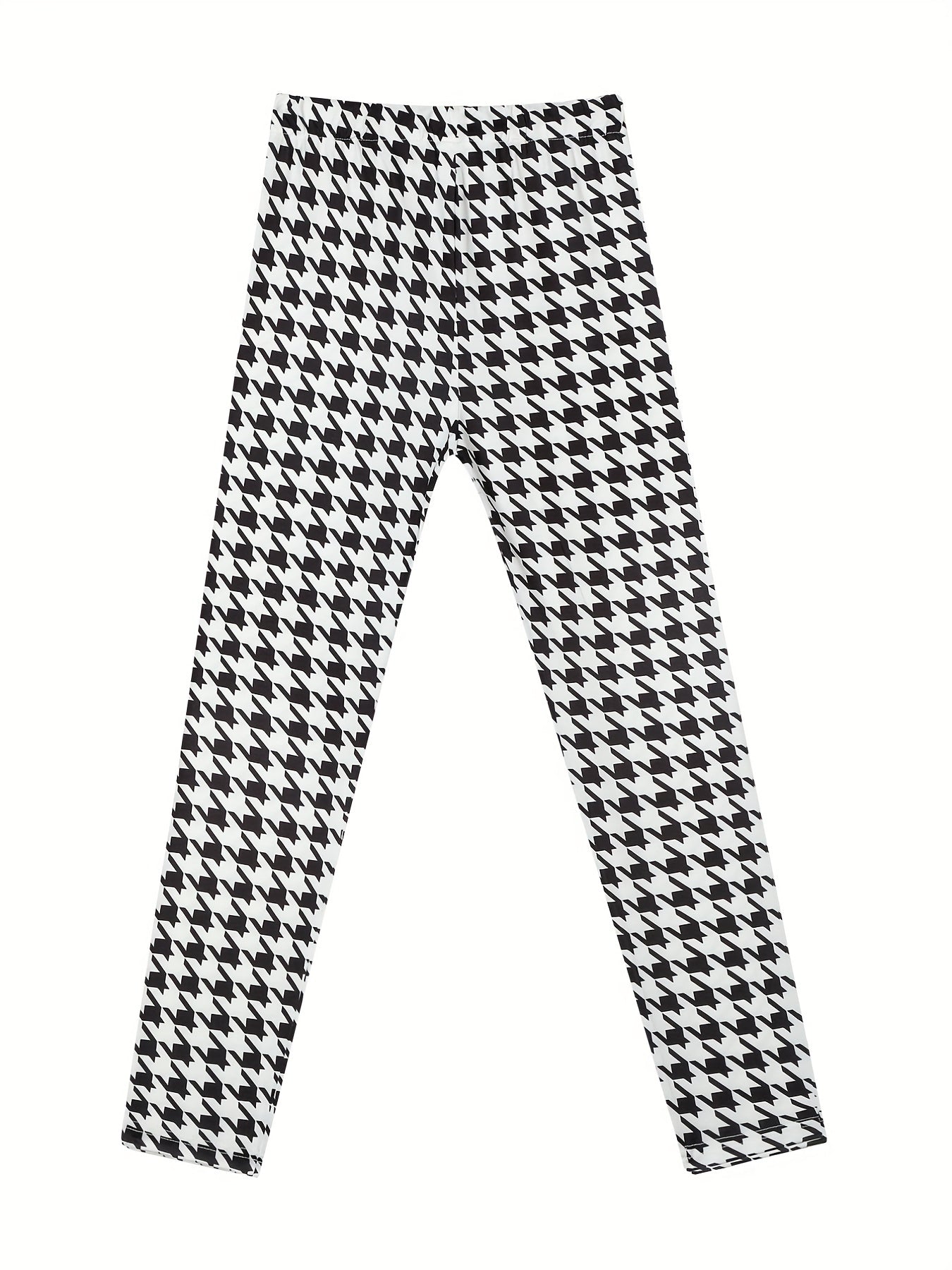 Girls Houndstooth Leggings Slim Fit Stretchy Casual Pants