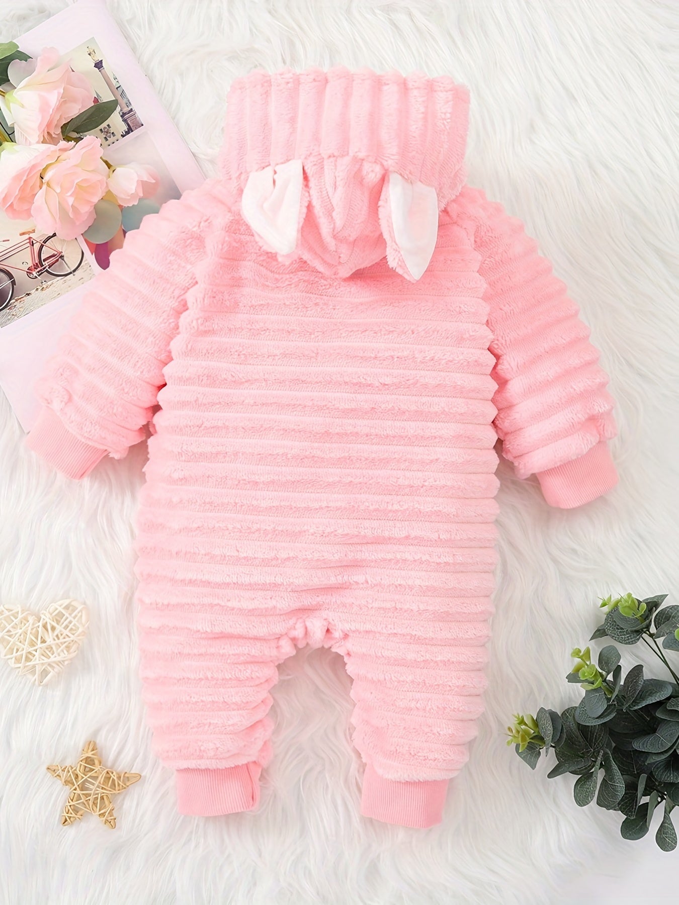 Baby Girl Hooded Warm Jumpsuit with Ears