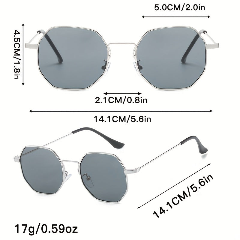 Polygon Sunglasses Retro UV400 Sun Shades Metal Glasses With Bag