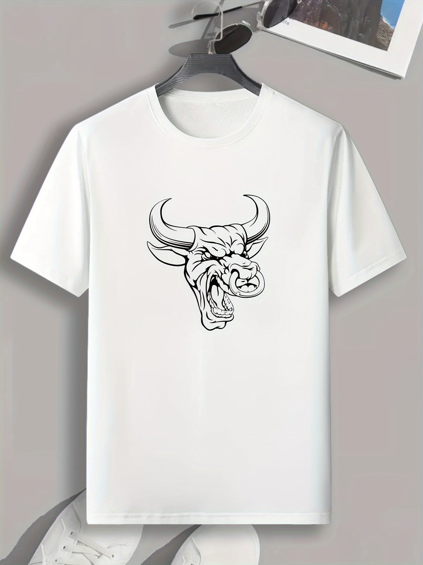 Bull Print Men's Graphic T shirt Casual Comfy Tees For Summer Mens Clothing