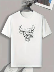 Bull Print Men's Graphic T shirt Casual Comfy Tees For Summer Mens Clothing
