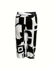 Women's Plus Geo Print Long Sleeve Coat & Pants Set