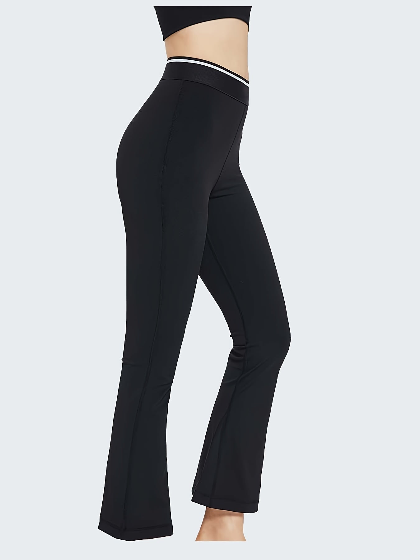 High Waist Bell Bottom Yoga Pants Loose Fit Fitness Bootleg Pants