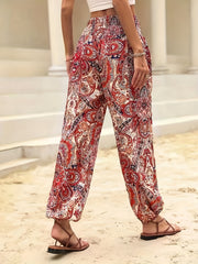 Print Shirred Waist Casual Loose Pants Spring & Summer